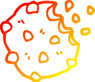 Bir insan tarafından çizilmiş çikolatalı bisküvinin sıcak çizgi çizimi