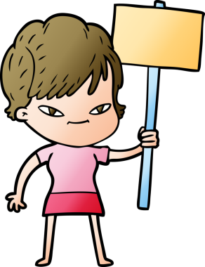 Bir insan tarafından çizilmiş mutlu bir kadın.