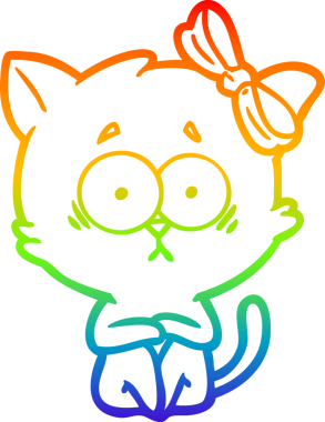 gökkuşağı gradyanı çizimi bir insan tarafından çizilmiş çizgi film kedisi