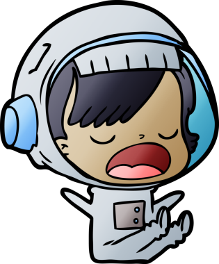 Karikatür astronot kadın bir insan tarafından çizilmiş.