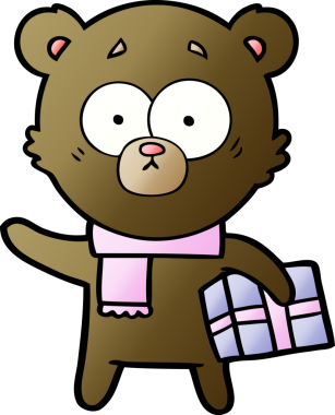 Bir insan tarafından çizilmiş gergin bir Noel Ayısı çizgi filmi.