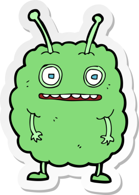 Bir insan tarafından çizilmiş komik uzaylı canavarın çıkartması.