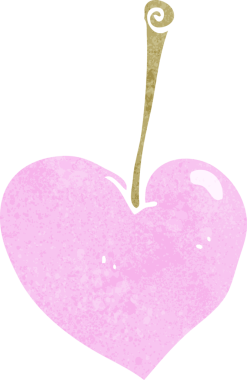 Bir insan tarafından çizilmiş karikatür kalp kirazı.