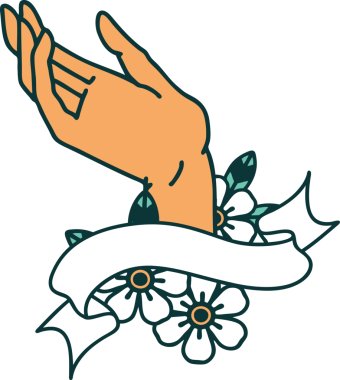 Bir insan tarafından çizilmiş geleneksel dövmeli bir el.