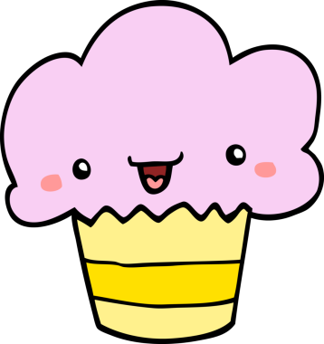 Bir insan tarafından çizilmiş bir çizgi film keki.