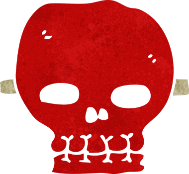 Bir insan tarafından çizilmiş ürkütücü kafatası maskesi.