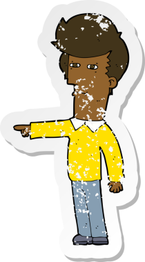 İnsan tarafından çizilen bir karikatürcünün sıkıntılı retro yapıştırması.