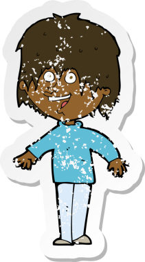 Bir insan tarafından çizilmiş heyecanlı bir çizgi filmin gerilimli çıkartması.