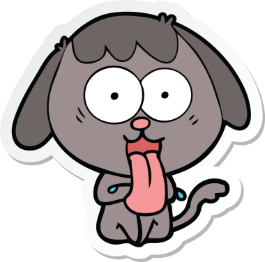 Bir insan tarafından çizilmiş şirin bir köpeğin çıkartması.