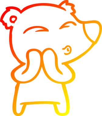 Bir insan tarafından çizilen çizgi film ıslık çalan ayının sıcak çizgi çizimi