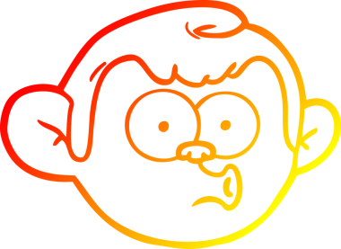 Bir insan tarafından çizilmiş bir maymun suratının sıcak çizgi çizimi