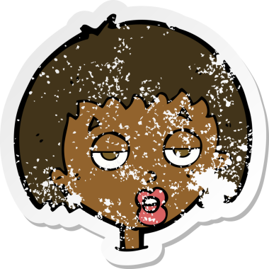 Bir insan tarafından çizilmiş, sıkıntılı bir karikatür çıkartması.