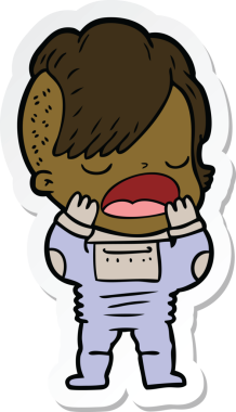 Bir insan tarafından çizilmiş uzay giysili havalı hippi bir kızın çıkartması.