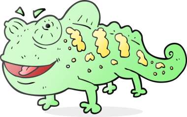 Bir insan tarafından çizilmiş karikatür bukalemunu.