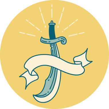 Bir insan tarafından çizilmiş dövme stili kılıcın simgesi