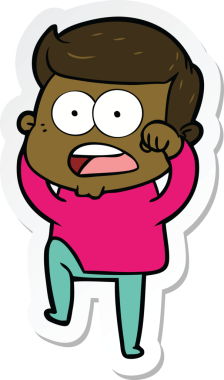 Bir insan tarafından çizilmiş bir karikatür çıkartması.