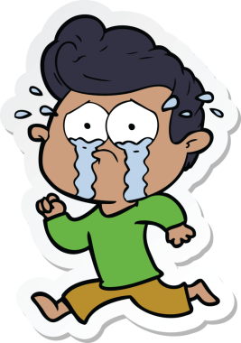 Bir insan tarafından çizilmiş, ağlayan bir adamın çıkartması.