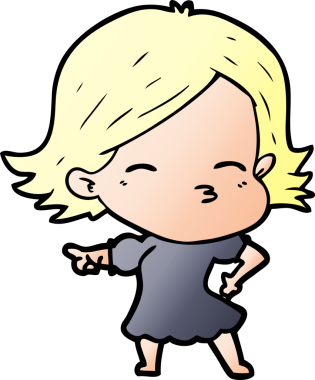 Bir insan tarafından çizilmiş çizgi film kadını.