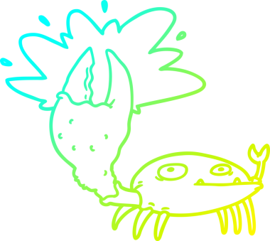 Bir insan tarafından çizilmiş büyük pençeli bir yengecin soğuk çizgi çizimi.