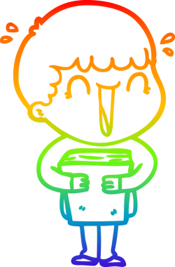 Gökkuşağı gradyan çizgisi, elinde bir insan tarafından çizilmiş bir çizgi film adamı çiziyor.