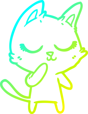 Bir insan tarafından çizildiği düşünülen sakin bir çizgi film kedisinin soğuk gradyan çizimi