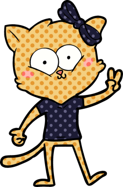 Bir insan tarafından çizilmiş çizgi film kedisi.