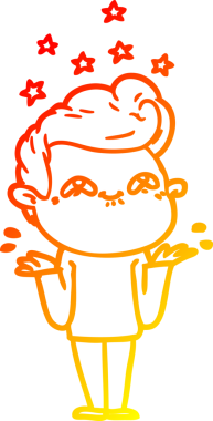 Bir insan tarafından çizilmiş heyecanlı bir adamın sıcak çizgi çizimi