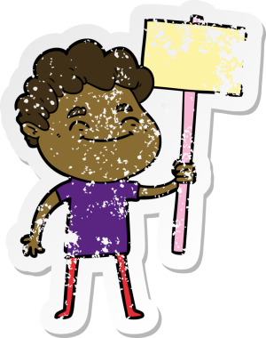 Bir insan tarafından çizilmiş, karikatür dostu bir adamın sıkıntılı çıkartması.