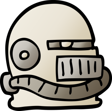 Bir insan tarafından çizilmiş vektör gradyan çizim karikatürü fürist miğferi