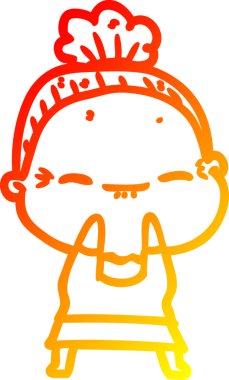 Bir insan tarafından çizilmiş barışçıl, yaşlı bir kadının sıcak çizgi çizimi.