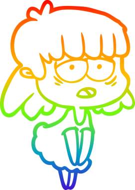 gökkuşağı gradyan çizgi çizimi bir insan tarafından çizilmiş yorgun bir kadın