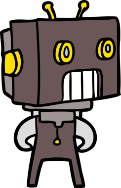 Bir insan tarafından çizilmiş çizgi film robotu