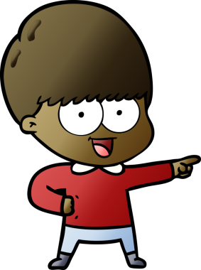 Bir insan tarafından çizilmiş mutlu çizgi film çocuğu.