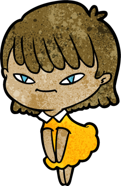 Bir insan tarafından çizilmiş karikatür kadın.