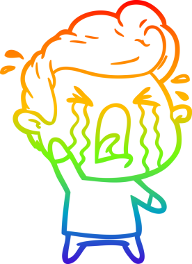 Bir insan tarafından çizilmiş ağlayan bir adamın çizdiği gökkuşağı gradyan çizgisi.