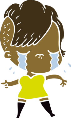 Bir insan tarafından çizilmiş düz renkli karikatür.