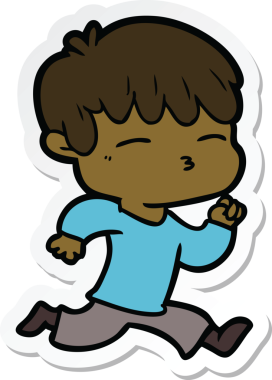 Bir insan tarafından çizilmiş meraklı bir çocuğun çıkartması.