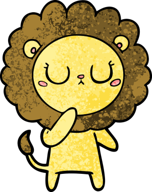 Bir insan tarafından çizilmiş çizgi film aslanı.