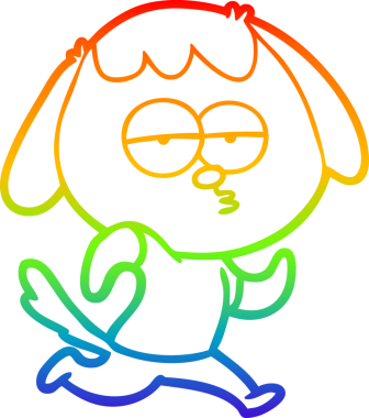 gökkuşağı gradyan çizgi çizimi bir insan tarafından çizilmiş sıkılmış bir köpek