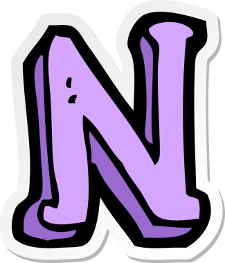 Bir insan tarafından çizilmiş N harfinin çıkartması.