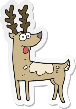 Bir insan tarafından çizilmiş karikatür ren geyiği çıkartması.