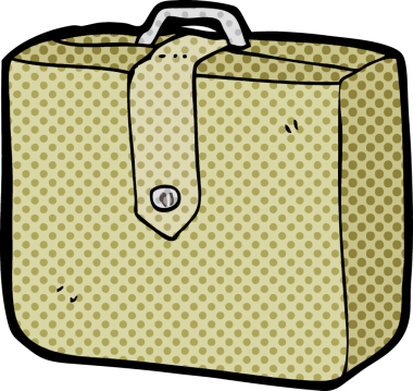 Bir insan tarafından çizilmiş bir bavul.