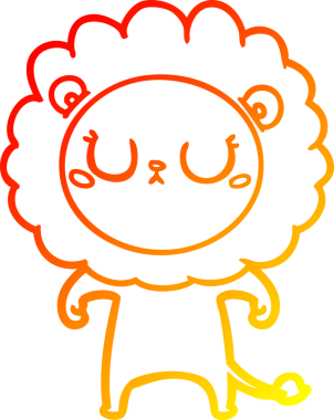 Bir insan tarafından çizilmiş karikatür aslanının sıcak çizgi çizimi