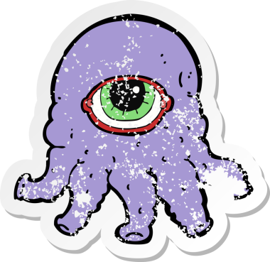 Bir insan tarafından çizilmiş uzaylı kafasının gerilmiş çıkartması.