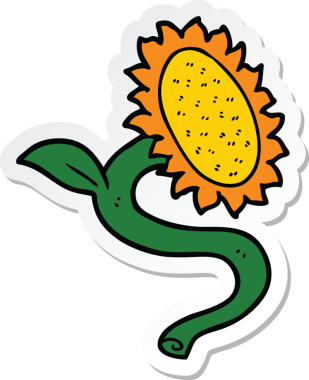 Bir insan tarafından çizilmiş bir ayçiçeğinin çıkartması.