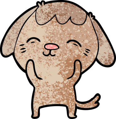 Bir insan tarafından çizilmiş mutlu çizgi film köpeği.