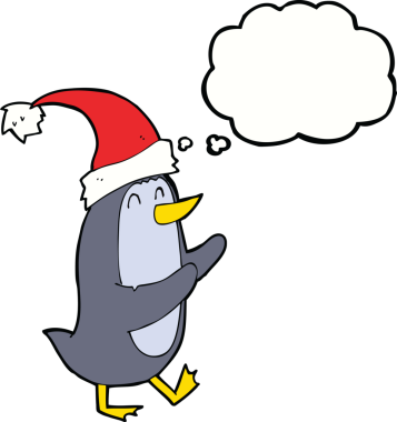 Bir insan tarafından çizilmiş düşünce baloncuğu olan bir penguen.