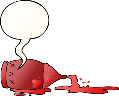 Çizgi film, bir insan tarafından çizilmiş yumuşak eğimli konuşma baloncuğu ile şişeyi döktü.