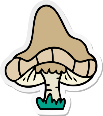 Bir insan tarafından çizilmiş tek bir mantarın el çizimi karikatürü.