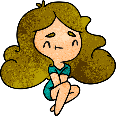 Bir insan tarafından çizilmiş sevimli bir kawai kızının desenli çizimi.